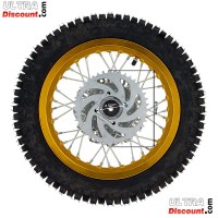 Ruota posteriore 12'' completa per Pit Bike AGB27 (oro, tacchetti da 12 mm)