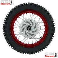 Ruota posteriore 12'' completa per Pit Bike AGB27 (rossa, tacchetti da 12 mm)