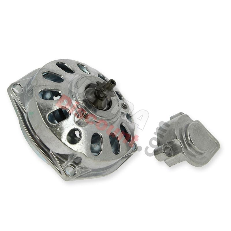 Campana frizione cromo + coperchio + pignone a 7 denti, Ricambi mini quad