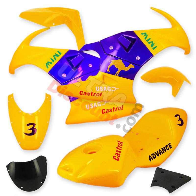 Carena per mini moto 47-49cc (Giallo-blu), Ricambi Mini Moto Carena per mini moto 47-49cc (Giallo-blu), Ricambi Mini Moto