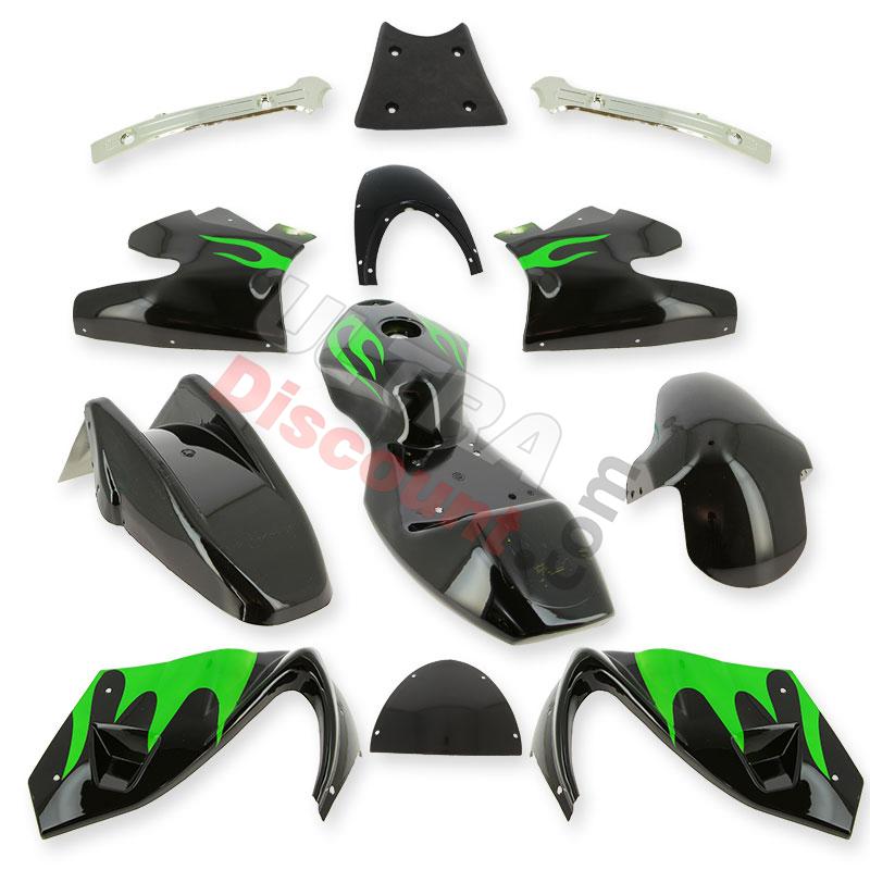 Carena per mini moto 47-49cc (nera-verde), Ricambi Mini Moto Carena per mini moto 47-49cc (nera-verde), Ricambi Mini Moto