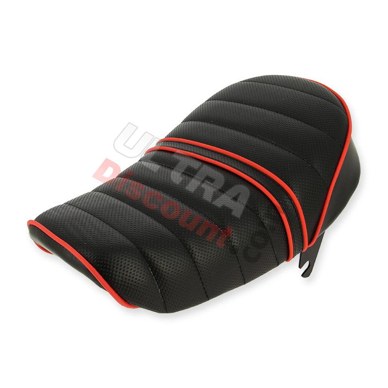Sella in cuoio Nero Rosso per Monkey 50cc a 125cc (tipo 3), Ricambi Monkey - Gorilla Sella in cuoio Nero Rosso per Monkey 50cc a 125cc (tipo 3), Ricambi Monkey - Gorilla