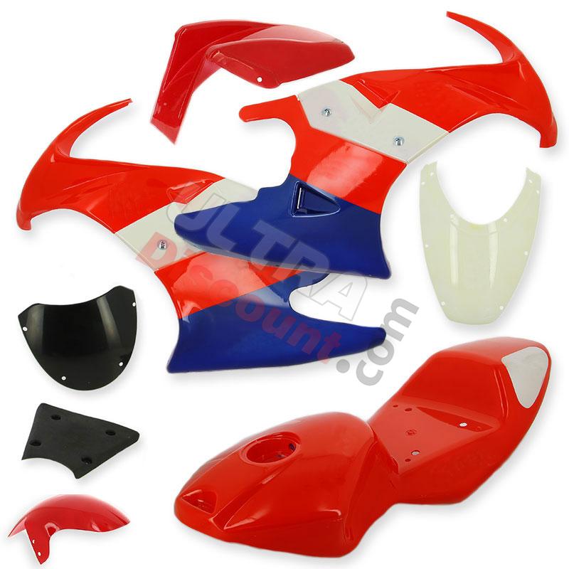 Carena per mini moto 47 49cc (Rosso-Blu-Bianco), Ricambi Mini Moto Carena per mini moto 47 49cc (Rosso-Blu-Bianco), Ricambi Mini Moto