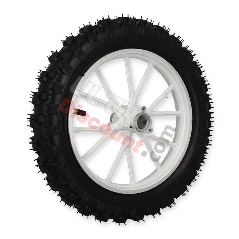 Ruota posteriore completa bianco per mini moto cross (10'', tipo 2), Ricambi Mini moto cross Ruota posteriore completa bianco per mini moto cross (10'', tipo 2), Ricambi Mini moto cross