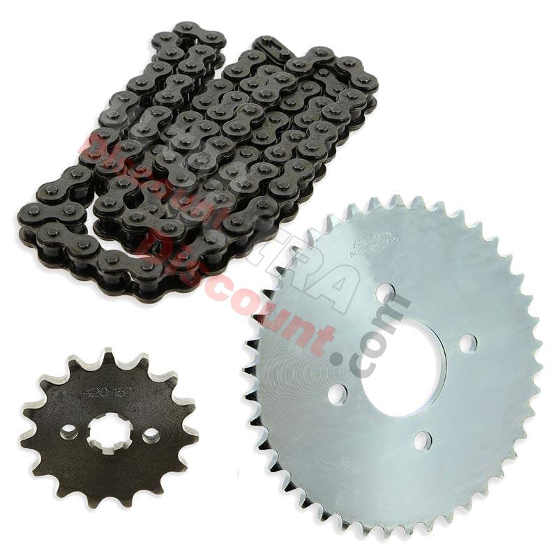 Kit di trasmissione: catena + pignone + ruota dentata per Skymax ST50-6, Ricambi Dax Skymax Kit di trasmissione: catena + pignone + ruota dentata per Skymax ST50-6, Ricambi Dax Skymax