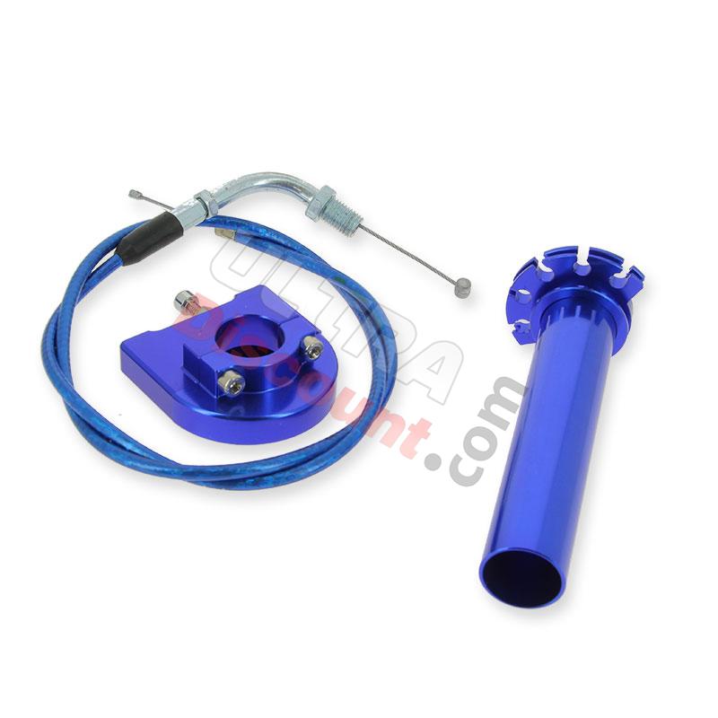 Manopola acceleratore rapida di qualità (viola) + cavo (blu), Ricambi Pit Bike Manopola acceleratore rapida di qualità (viola) + cavo (blu), Ricambi Pit Bike