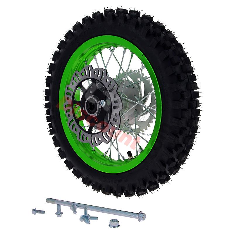 Ruota posteriore 12'' completa per Pit Bike AGB27 (verde, tacchetti da 12 mm), Ricambi Pit Bike Ruota posteriore 12'' completa per Pit Bike AGB27 (verde, tacchetti da 12 mm), Ricambi Pit Bike