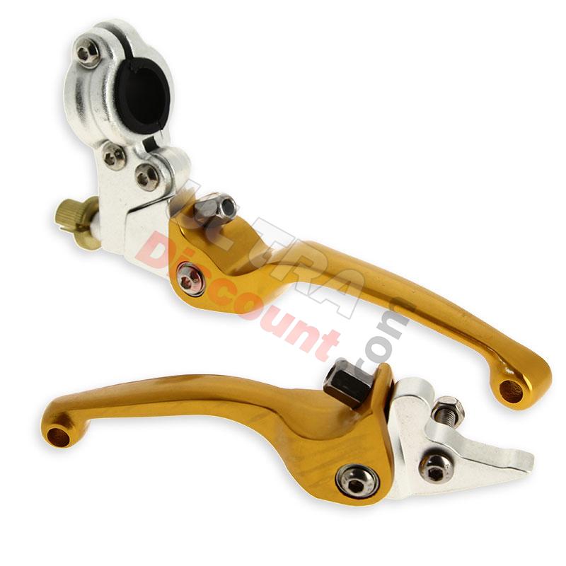 Coppia di leve per Pit Bike in alluminio UD Racing (oro), Ricambi Pit Bike