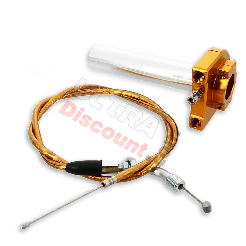 Manopola acceleratore rapida di qualità + cavo (oro), Ricambi Pit Bike Manopola acceleratore rapida di qualità + cavo (oro), Ricambi Pit Bike