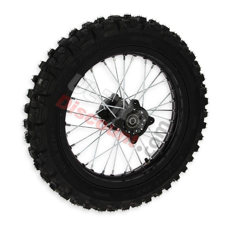 Ruota posteriore 14'' per Pit Bike AGB30 (nera), Ricambi Pit Bike