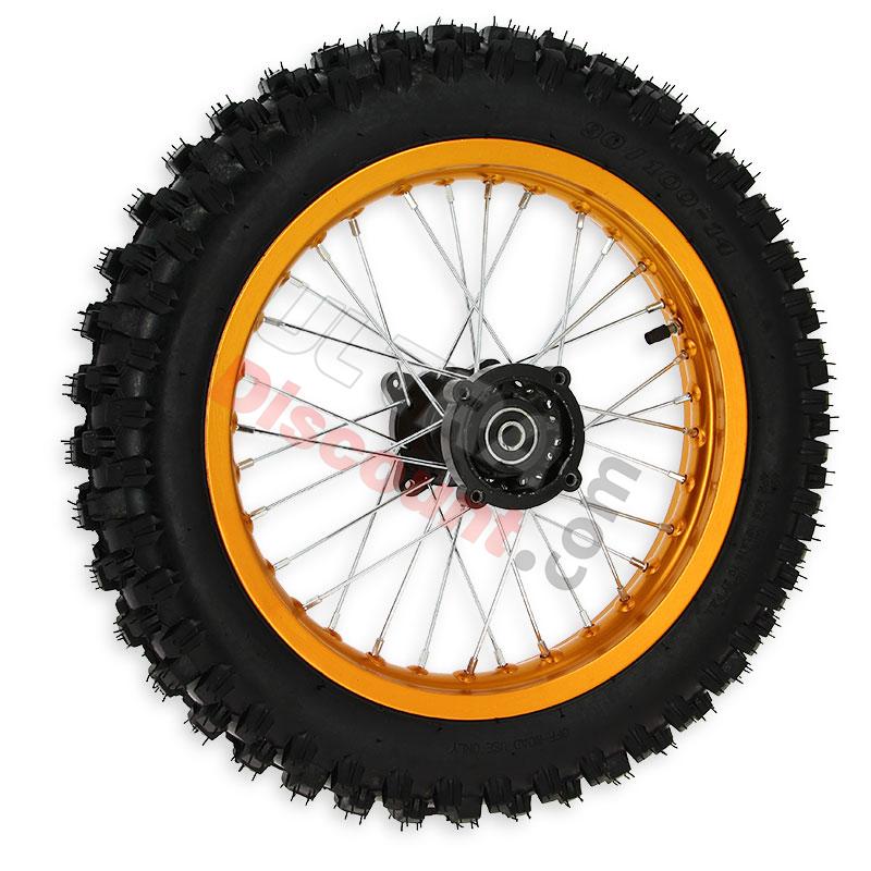 Ruota posteriore 14'' completa per Pit Bike AGB30 (oro), Ricambi Pit Bike Ruota posteriore 14'' completa per Pit Bike AGB30 (oro), Ricambi Pit Bike