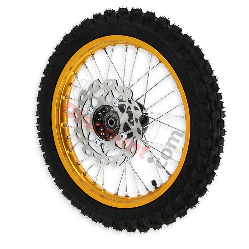 Ruota anteriore 14'' completa per Pit Bike AGB29 (oro), Ricambi Pit Bike Ruota anteriore 14'' completa per Pit Bike AGB29 (oro), Ricambi Pit Bike