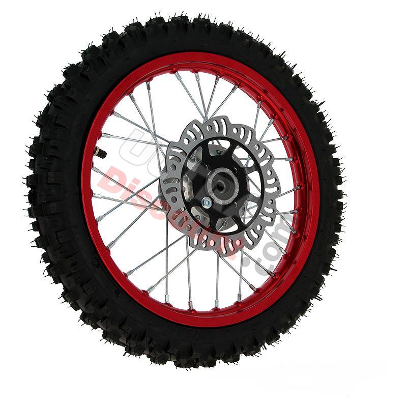 Ruota anteriore 14'' completa per Pit Bike AGB27 (rossa, ruota con tacchetti da 10mm), Ricambi Pit Bike Ruota anteriore 14'' completa per Pit Bike AGB27 (rossa, ruota con tacchetti da 10mm), Ricambi Pit Bike