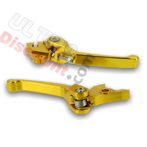 Coppia di leve per Pit Bike in alluminio - Oro, Ricambi Pit Bike Coppia di leve per Pit Bike in alluminio - Oro, Ricambi Pit Bike