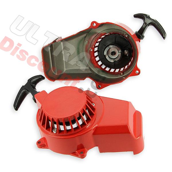 Avviamentoper mini moto cross a strappo in alluminio + Pignone in alluminio - Rojo, Ricambi Mini moto cross