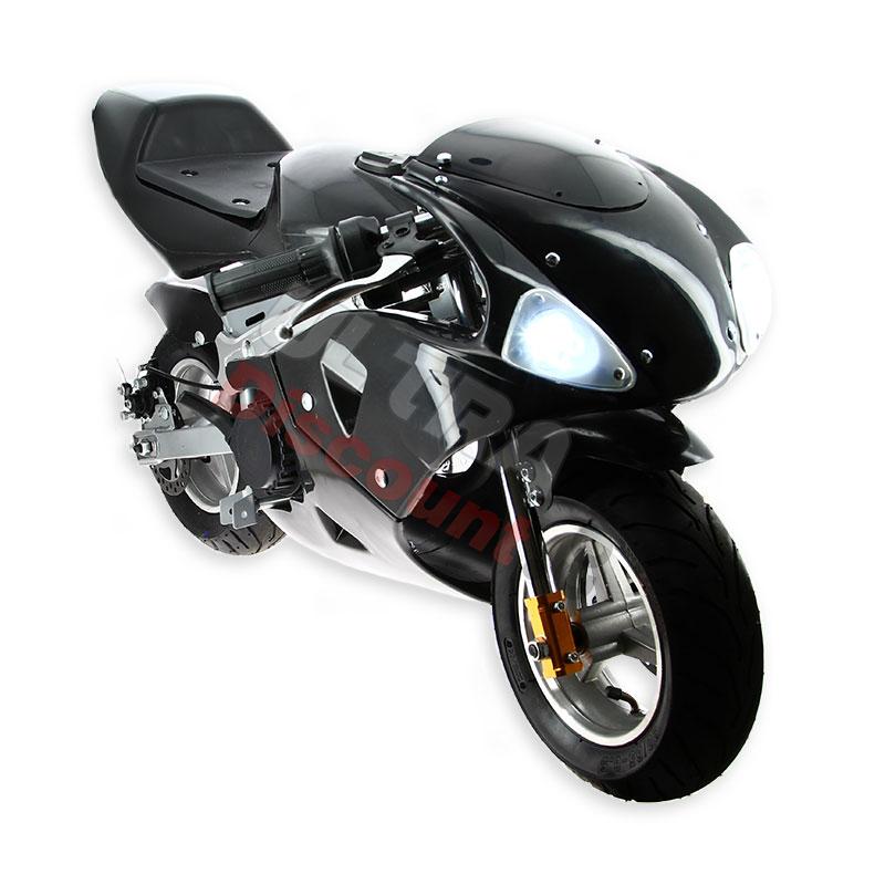 Pocket Bike 49cc nero con ottica frontale, Ricambi Mini Moto Pocket Bike 49cc nero con ottica frontale, Ricambi Mini Moto