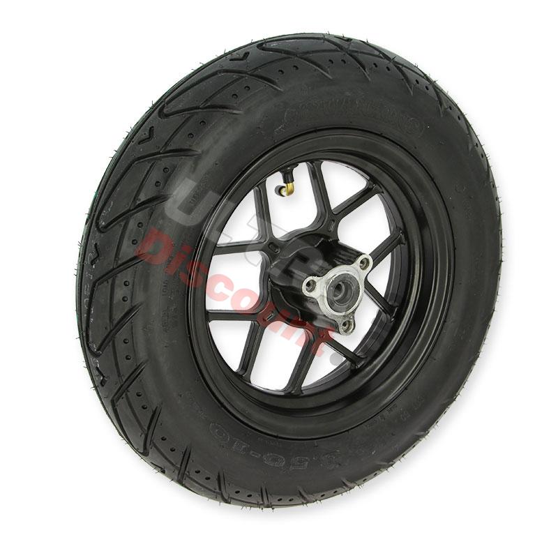 Ruota anteriore 3.50-10 completa per Dax Skymax Nera (Euro 4 - Euro 5), Ricambi Dax Skymax