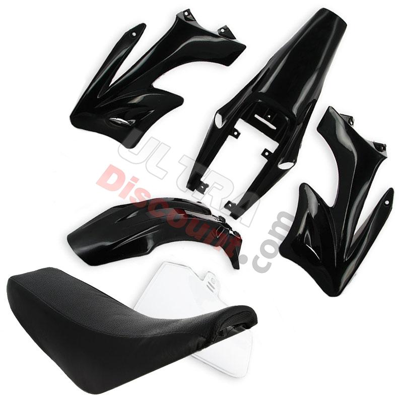 Carena + Sella per Pit Bike tipo AGB27 (nera), Ricambi Pit Bike Carena + Sella per Pit Bike tipo AGB27 (nera), Ricambi Pit Bike
