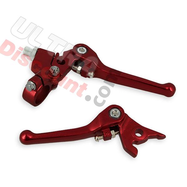 Coppia di leve per Pit Bike in alluminio (rossa), Ricambi Pit Bike Coppia di leve per Pit Bike in alluminio (rossa), Ricambi Pit Bike