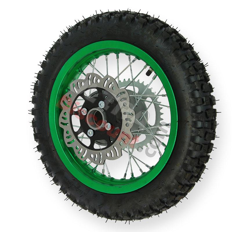Ruota posteriore 12'' completa per Pit Bike AGB27 Verde, Ricambi Pit Bike Ruota posteriore 12'' completa per Pit Bike AGB27 Verde, Ricambi Pit Bike