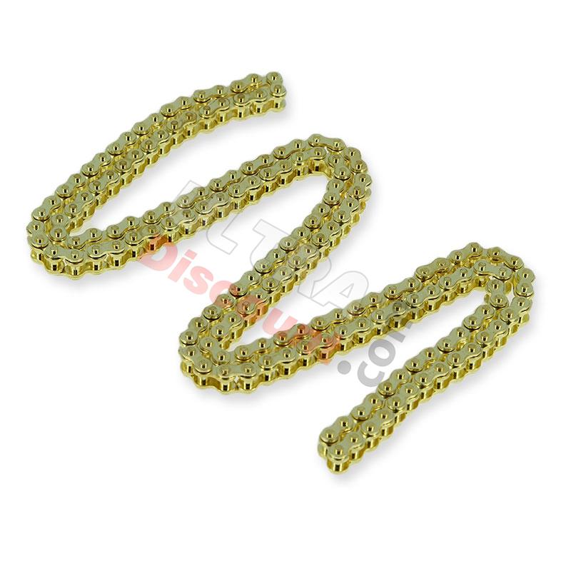 Catena Rinforzata per mini moto 72 Maglie Passo piccolo - ORO, Ricambi pocket supermoto Catena Rinforzata per mini moto 72 Maglie Passo piccolo - ORO, Ricambi pocket supermoto