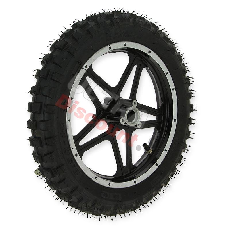 Ruota posteriore completa nero per mini moto cross (10'', tipo 1), Ricambi Dirt Nitro Ruota posteriore completa nero per mini moto cross (10'', tipo 1), Ricambi Dirt Nitro