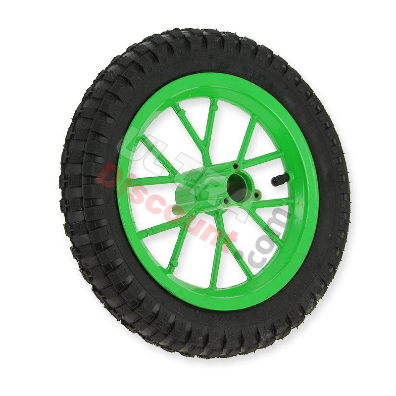 Ruota posteriore completa per mini moto cross (8'' verde), Ricambi Mini moto cross Ruota posteriore completa per mini moto cross (8'' verde), Ricambi Mini moto cross
