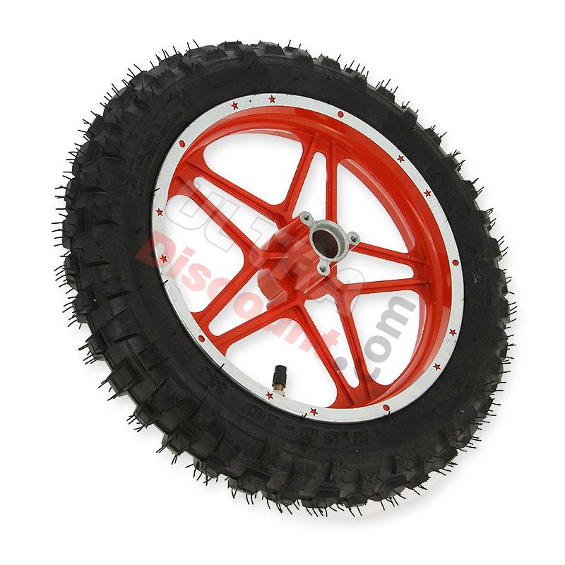 Ruota posteriore completa rosso per mini moto cross (10'', tipo 1), Ricambi Dirt Nitro Ruota posteriore completa rosso per mini moto cross (10'', tipo 1), Ricambi Dirt Nitro
