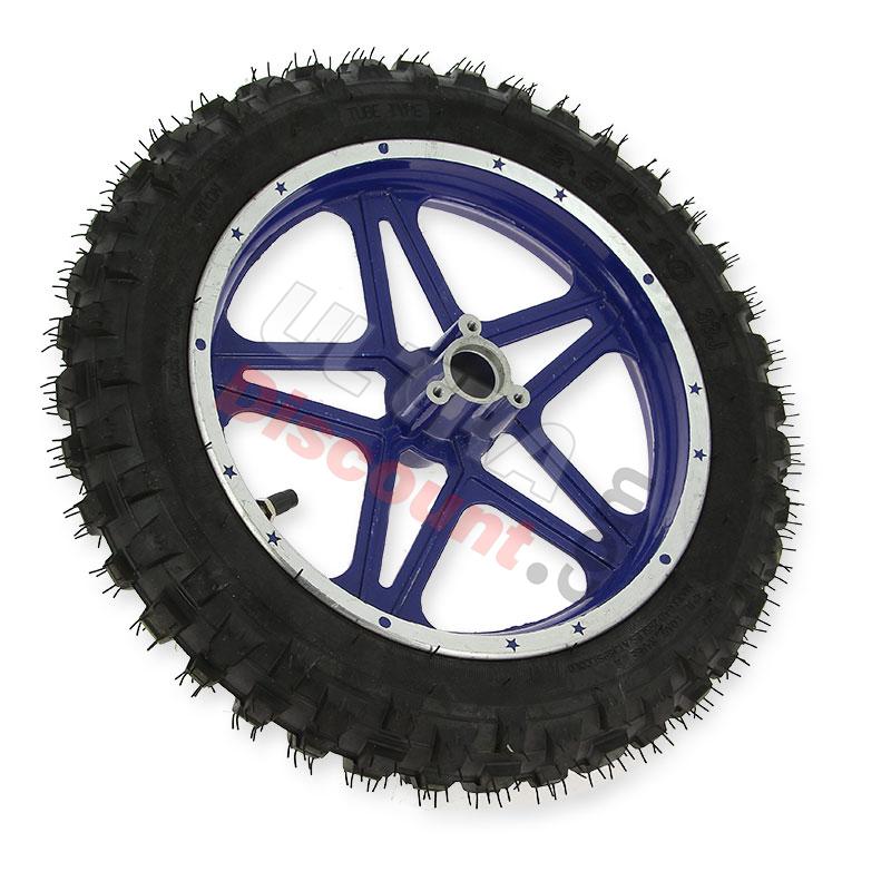 Ruota posteriore completa blu per mini moto cross (10'', tipo 1), Ricambi Mini moto cross Ruota posteriore completa blu per mini moto cross (10'', tipo 1), Ricambi Mini moto cross