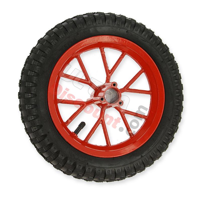 Ruota anteriore completa per mini moto cross (8'' rosso), Ricambi Mini moto cross