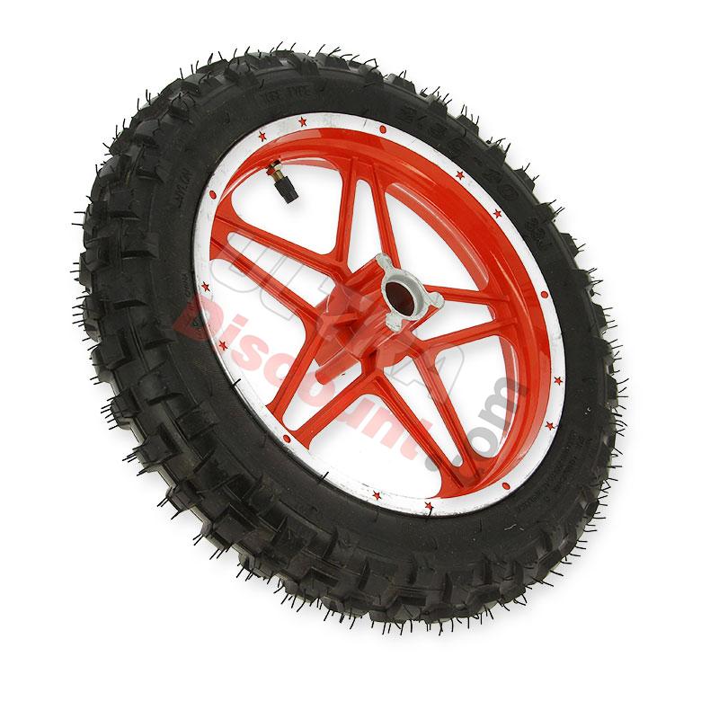 Ruota anteriore completa rosso per mini moto cross (10'', tipo 1), Ricambi Mini moto cross Ruota anteriore completa rosso per mini moto cross (10'', tipo 1), Ricambi Mini moto cross