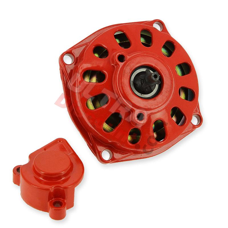 Campana frizione + coperchio + pignone a 6 denti piccolo passo (Rosso), Ricambi pocket supermoto Campana frizione + coperchio + pignone a 6 denti piccolo passo (Rosso), Ricambi pocket supermoto