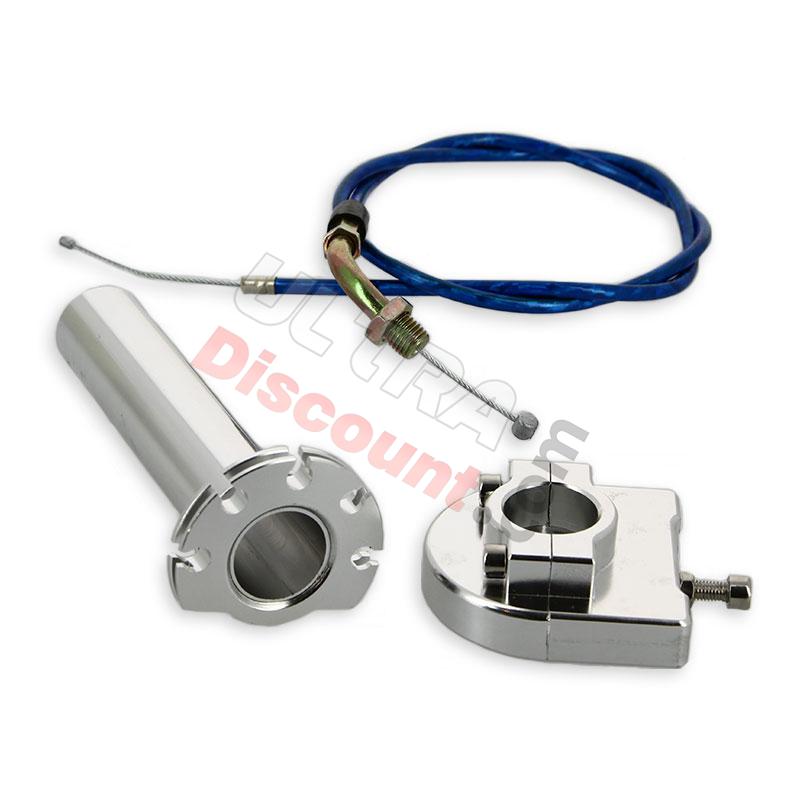 Manopola acceleratore rapida di qualità (Alu) + cavo (blu), Ricambi pocket supermoto Manopola acceleratore rapida di qualità (Alu) + cavo (blu), Ricambi pocket supermoto