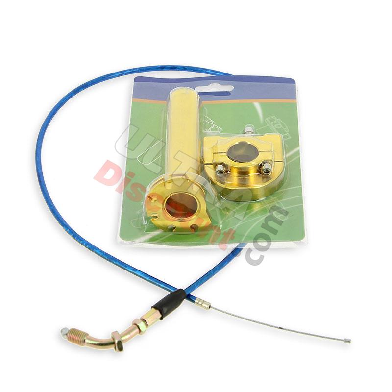 Manopola acceleratore rapida di qualità (oro) + cavo (blu), Ricambi Pocket replica R1 Manopola acceleratore rapida di qualità (oro) + cavo (blu), Ricambi Pocket replica R1