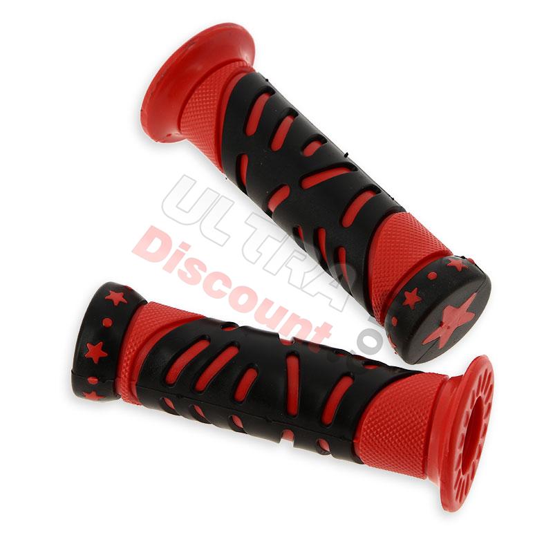 Coppia manopole Grip stella (Rosso-Nero) Typo 2 Shineray 250 ST-9E-STIXE, Ricambi quad 250cc STIXE ST9E