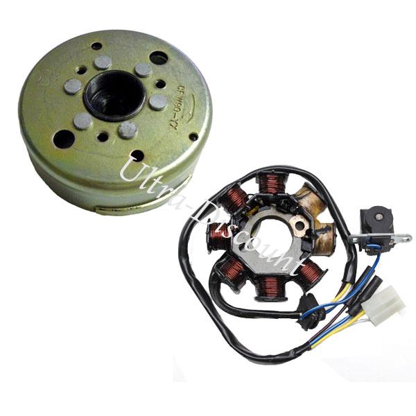 Statore + volano magnetico per scooter cinesi 50cc, 4 tempi, Parti di scooter cinesi Statore + volano magnetico per scooter cinesi 50cc, 4 tempi, Parti di scooter cinesi
