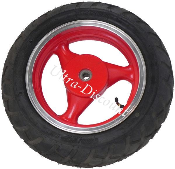 Ruota posteriore completa per Scooter cinese (rosso - tipo 1), Parti di scooter cinesi Ruota posteriore completa per Scooter cinese (rosso - tipo 1), Parti di scooter cinesi