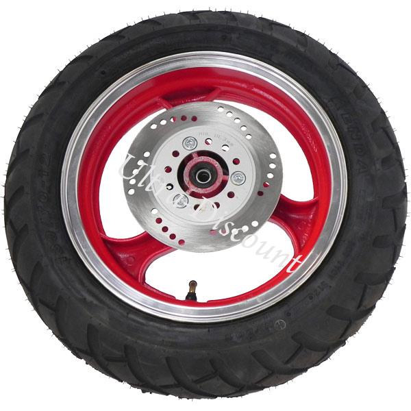Ruota anteriore completa per Scooter cinese (rosso - tipo 1), Parti di scooter cinesi Ruota anteriore completa per Scooter cinese (rosso - tipo 1), Parti di scooter cinesi