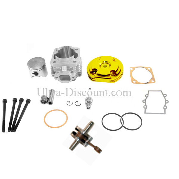 Kit 53cc 4 transferts + albero motore asse 12 mm (tipo B, Oro), Ricambi Mini moto cross
