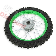 Ruota anteriore 14'' per Pit Bike AGB27 (verde, ruota con tacchetti da 10mm)