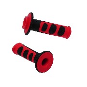 Coppia manopole Grip per Pit bike (Rosso-Nero)