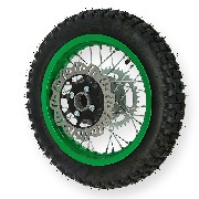 Ruota posteriore 12'' completa per Pit Bike AGB27 Verde