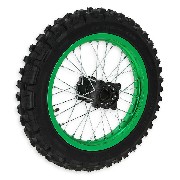 Ruota posteriore 14'' completa per Pit Bike AGB30 (verde)