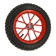 Ruota posteriore completa per mini moto cross (8'' rosso)