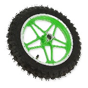 Ruota posteriore completa verde per mini moto cross (10'', tipo 1)