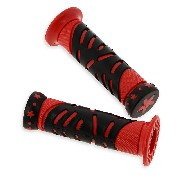 Coppia manopole Grip stella (Rosso-Nero) Typo 2 Pocket Supermotard