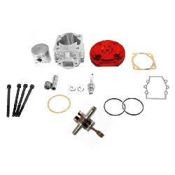 Kit 53cc 4 transferts + albero motore asse 10 mm (tipo B, rosso)